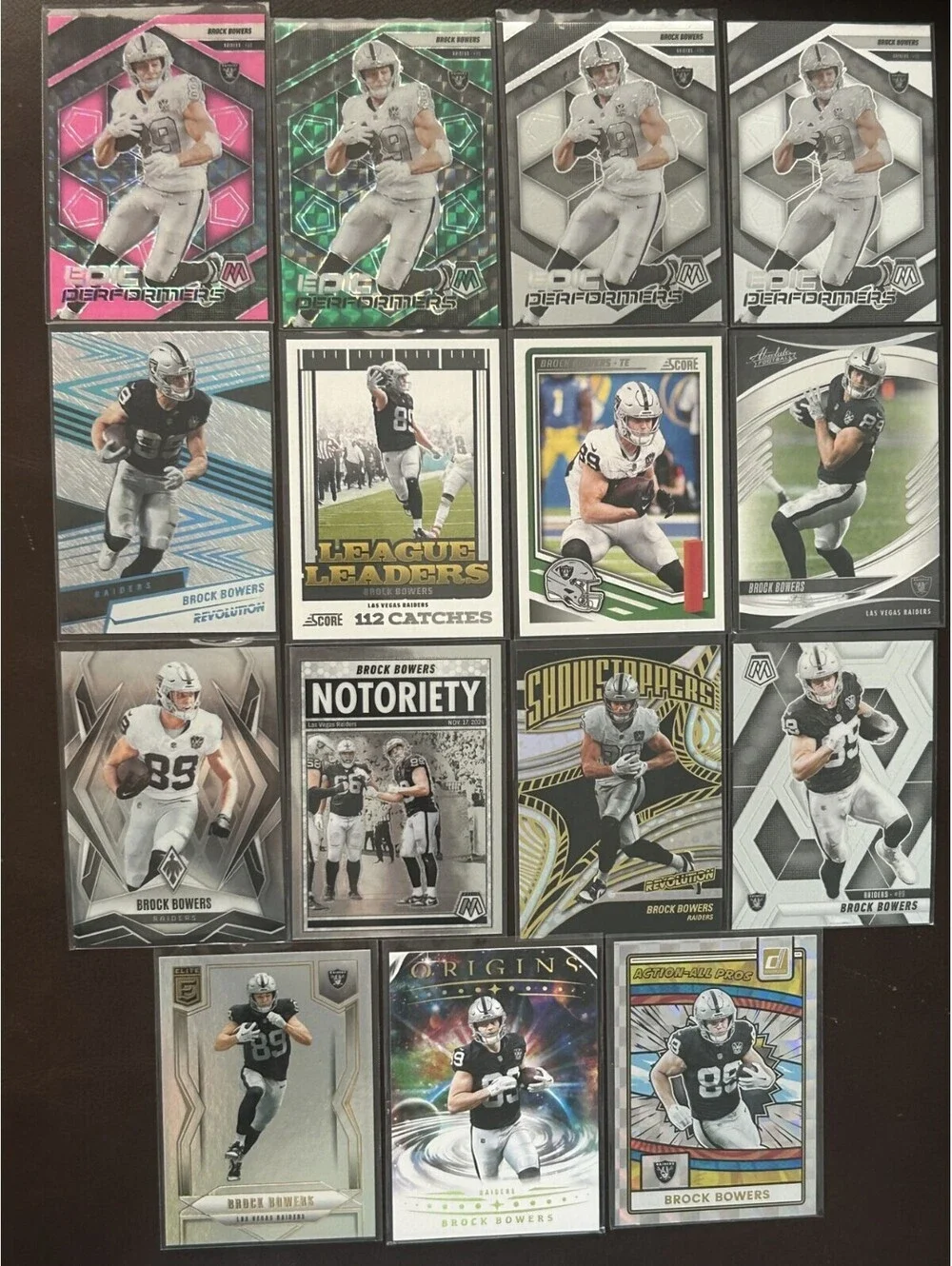 2025 BROCK BOWERS PANINI COLLECTION LAS VEGAS RAIDERS 15 CARD LOT + INSERTS NM
